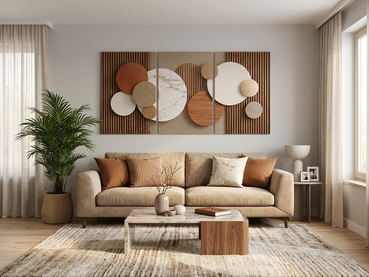 Neutral Geometric Canvas Wall Art Set