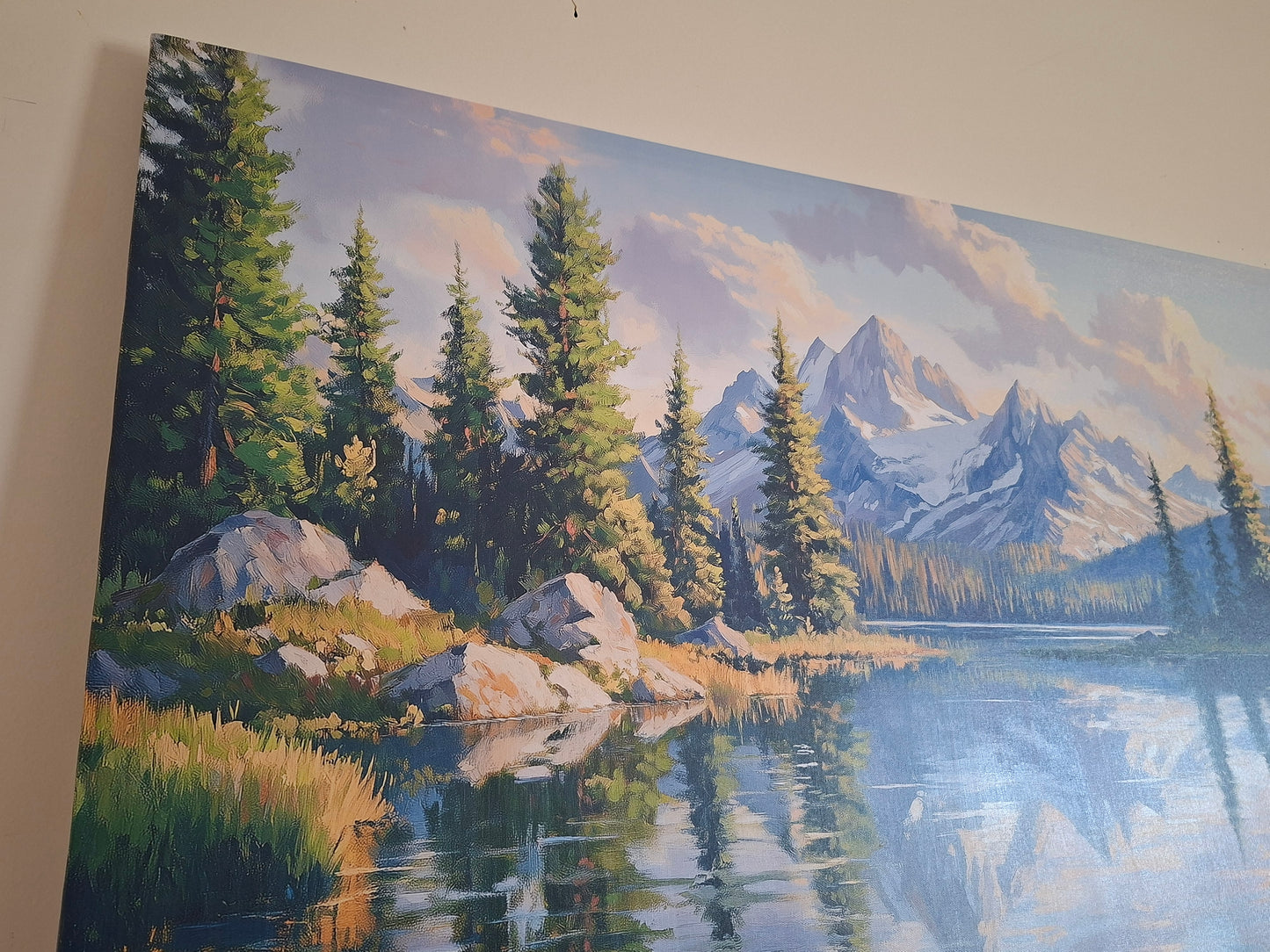 Serene Lake & Mountain Landscape Canvas Wall Art – Nature Scenery