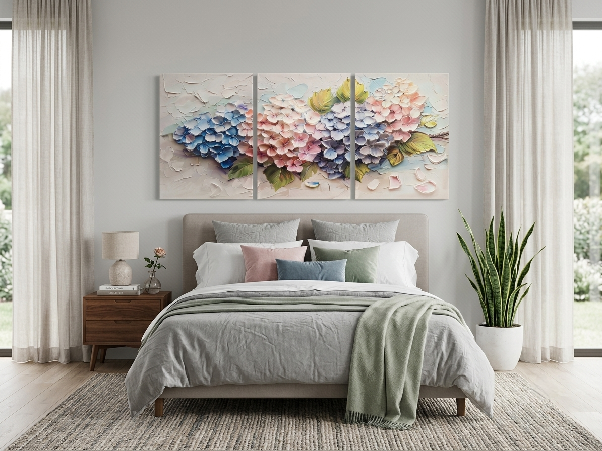 Colourful Hydrangea Floral Wall Art Set