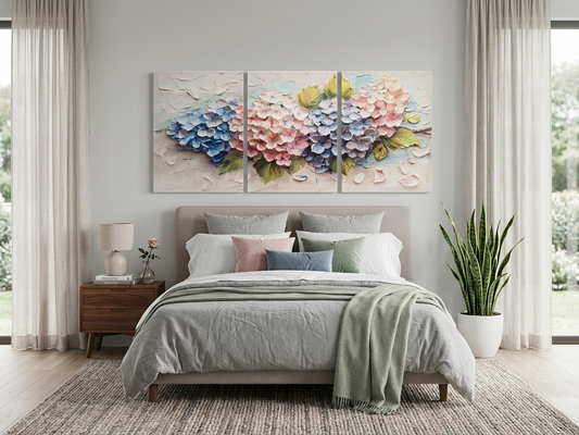 Colourful Hydrangea Floral Wall Art Set