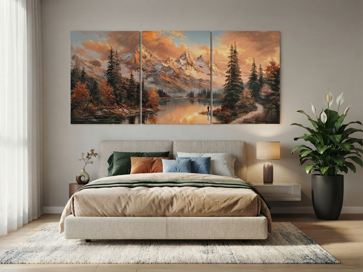 Sunset Mountain Landscape Wall Art Set
