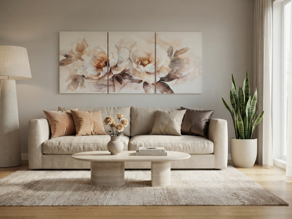 White Peony Floral Canvas Wall Art Set