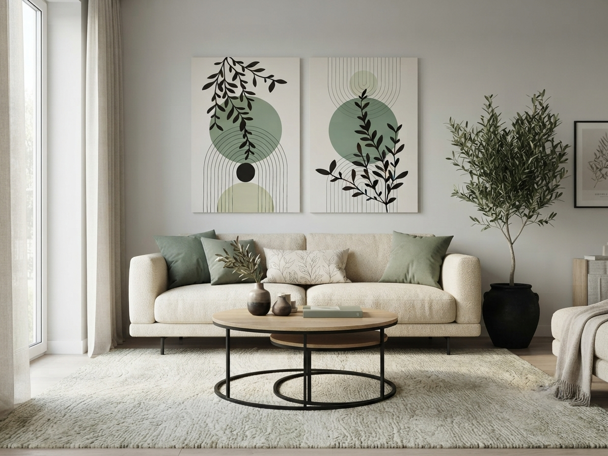 Bohemian Botanical Canvas Wall Art – Vertical Foliage Décor
