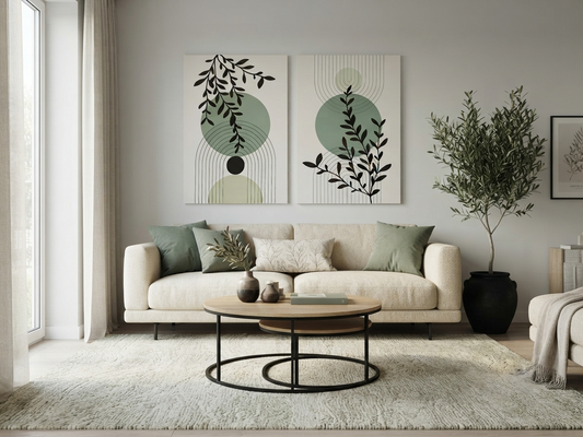 Bohemian Botanical Canvas Wall Art – Vertical Foliage Décor