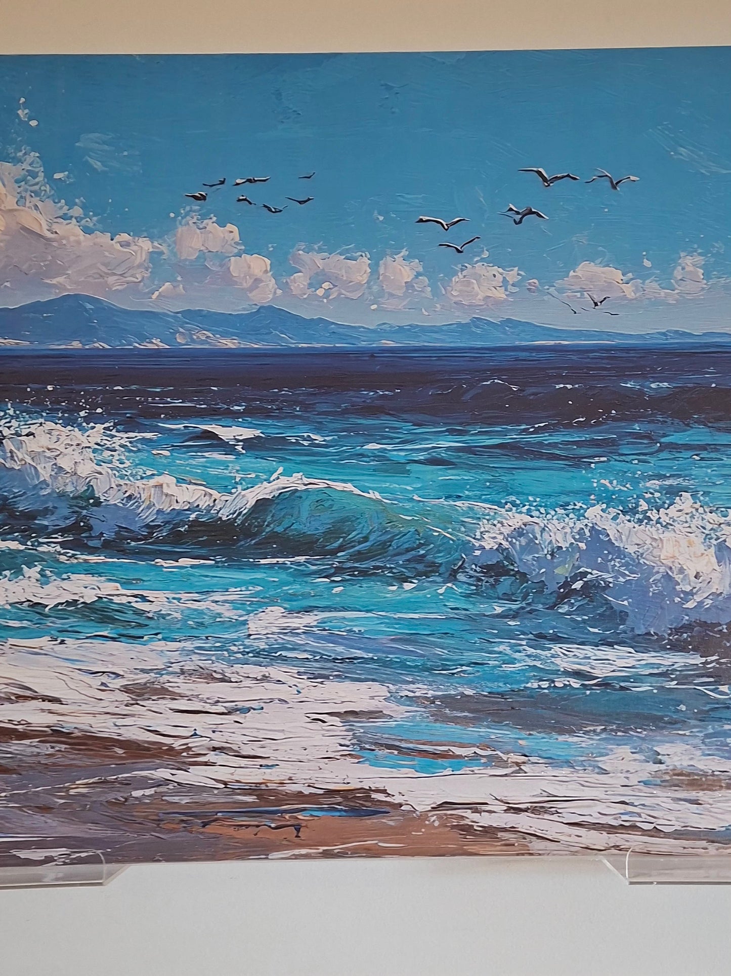 Ocean Waves & Seagulls Canvas Wall Art – Serene Coastal Landscape Décor