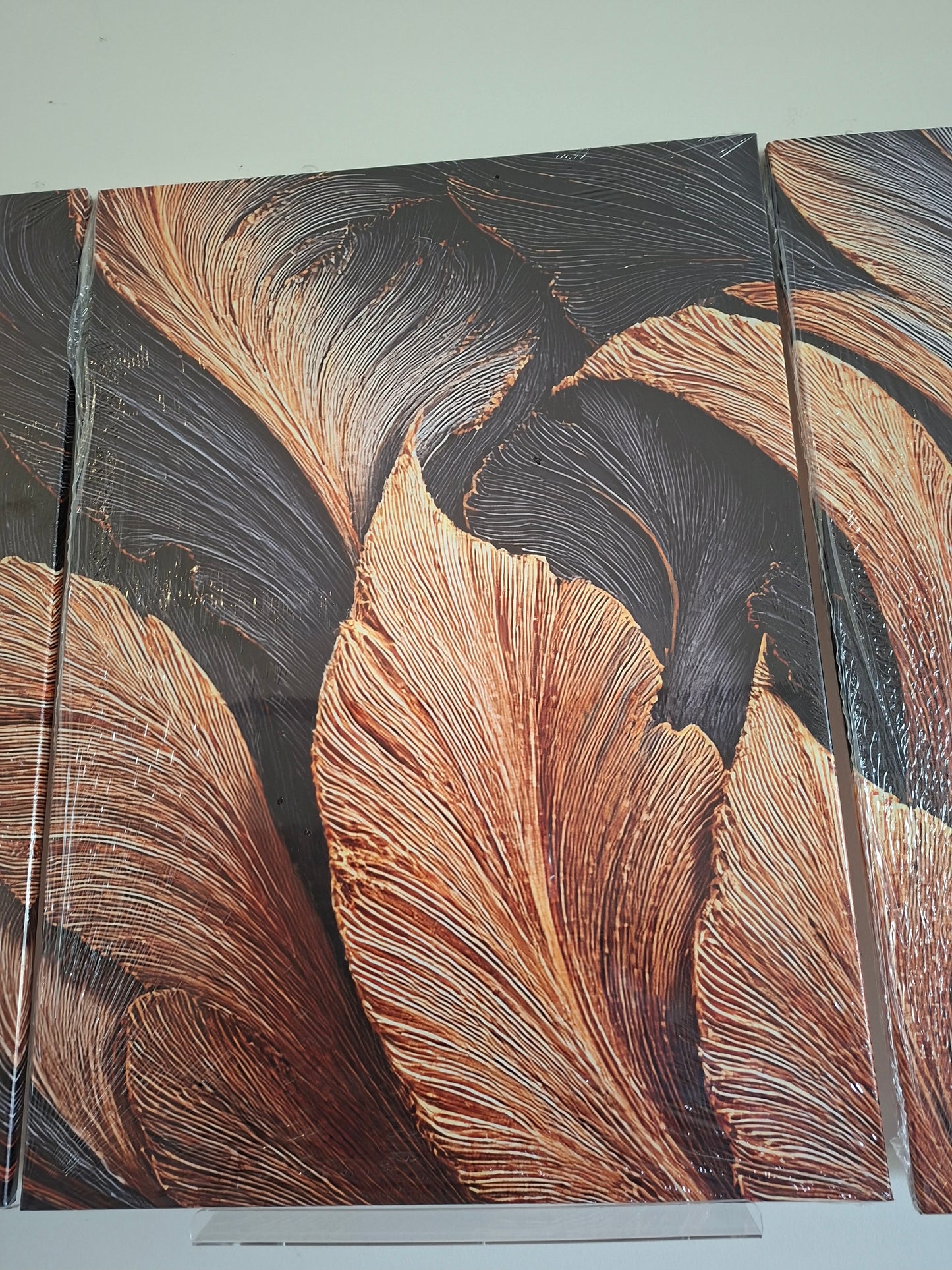 Gilded Feather Canvas Print – Dark Gold Metallic Modern Vintage Wall Art