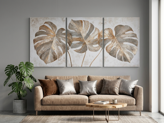 Elegant Silver & Gold Canvas Print Wall Art