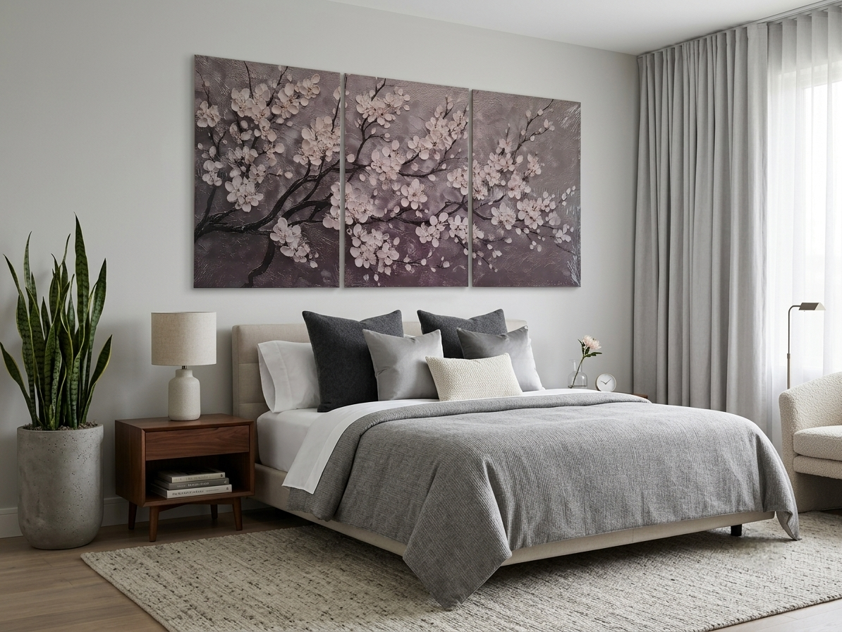 White Blossom Canvas Wall Art – Metallic Floral Elegance Décor
