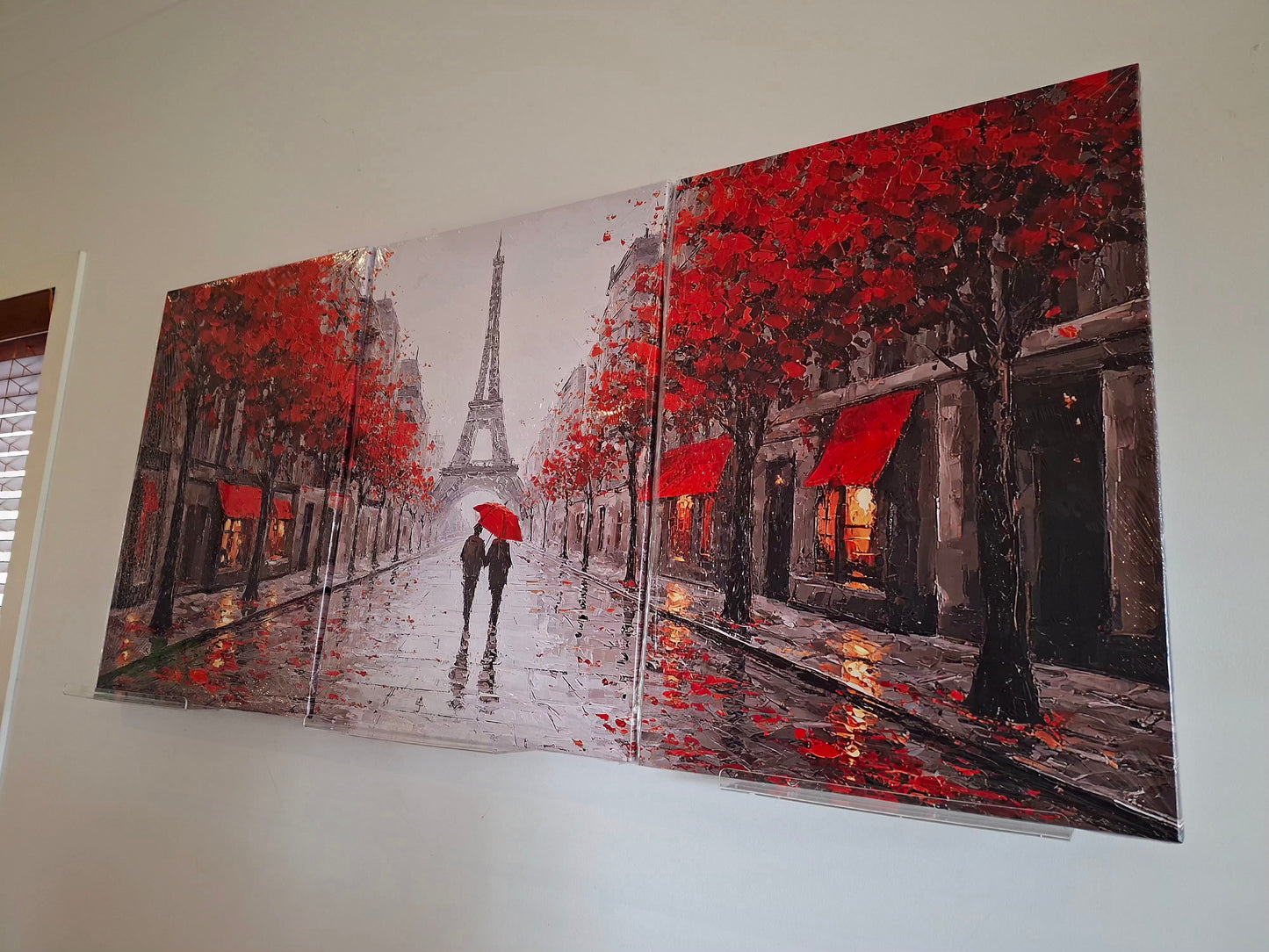 Romantic Paris Rainy Street Canvas Print Wall Art – Vintage Autumn Scene
