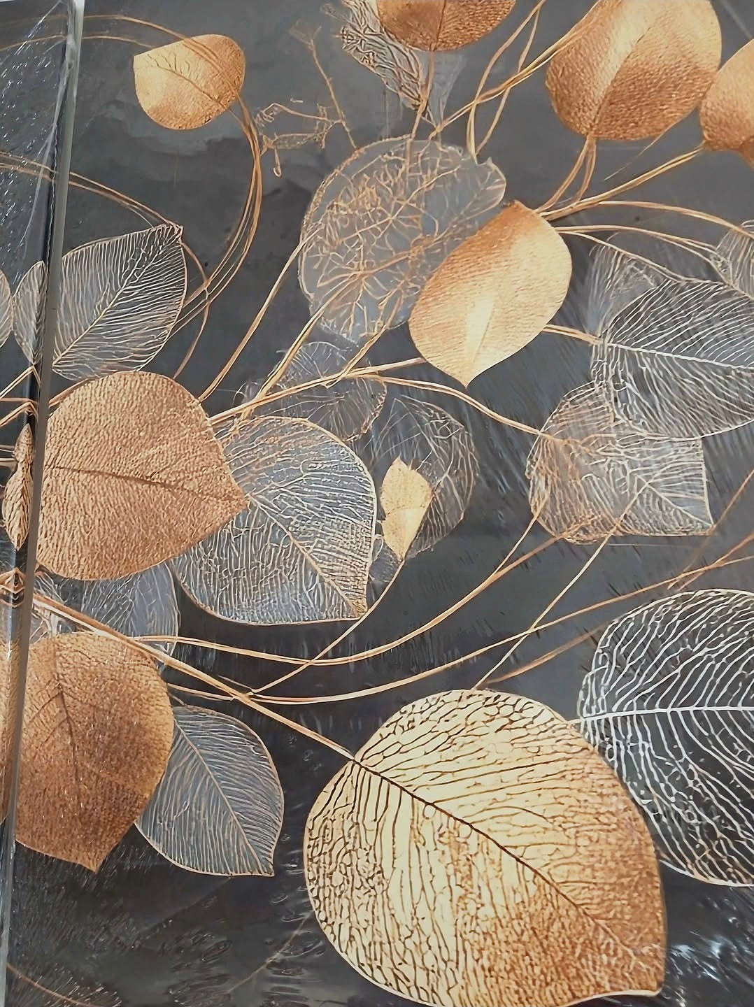 Golden Leaf Modern Abstract Canvas Wall Art