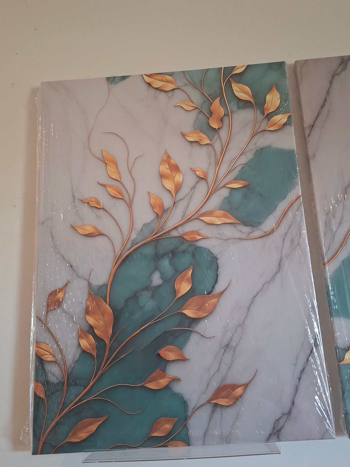 Green Marble & Gold Abstract Wall Art – Modern Minimalist Canvas Décor