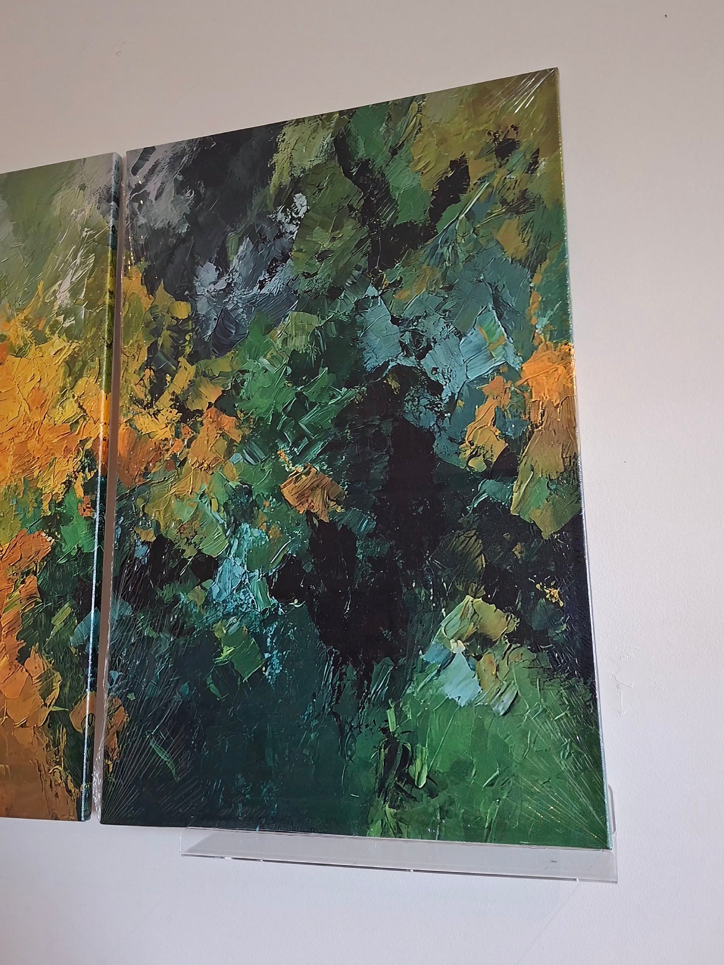 Yellow and Green Abstract Wall Art – Modern Impressionist Décor