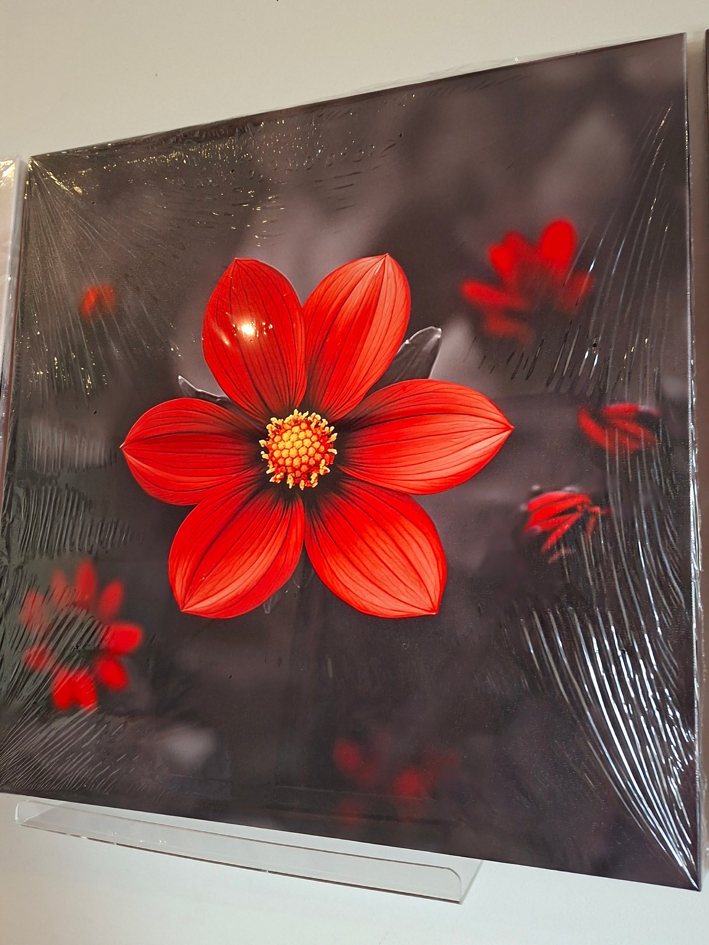 Vibrant Red Bloom Canvas Wall Art Set