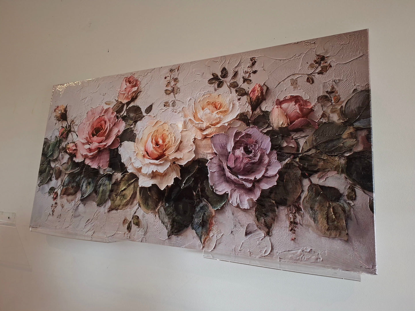 Pink & Purple Roses Canvas Wall Art – Minimalist Floral Elegance 1pc