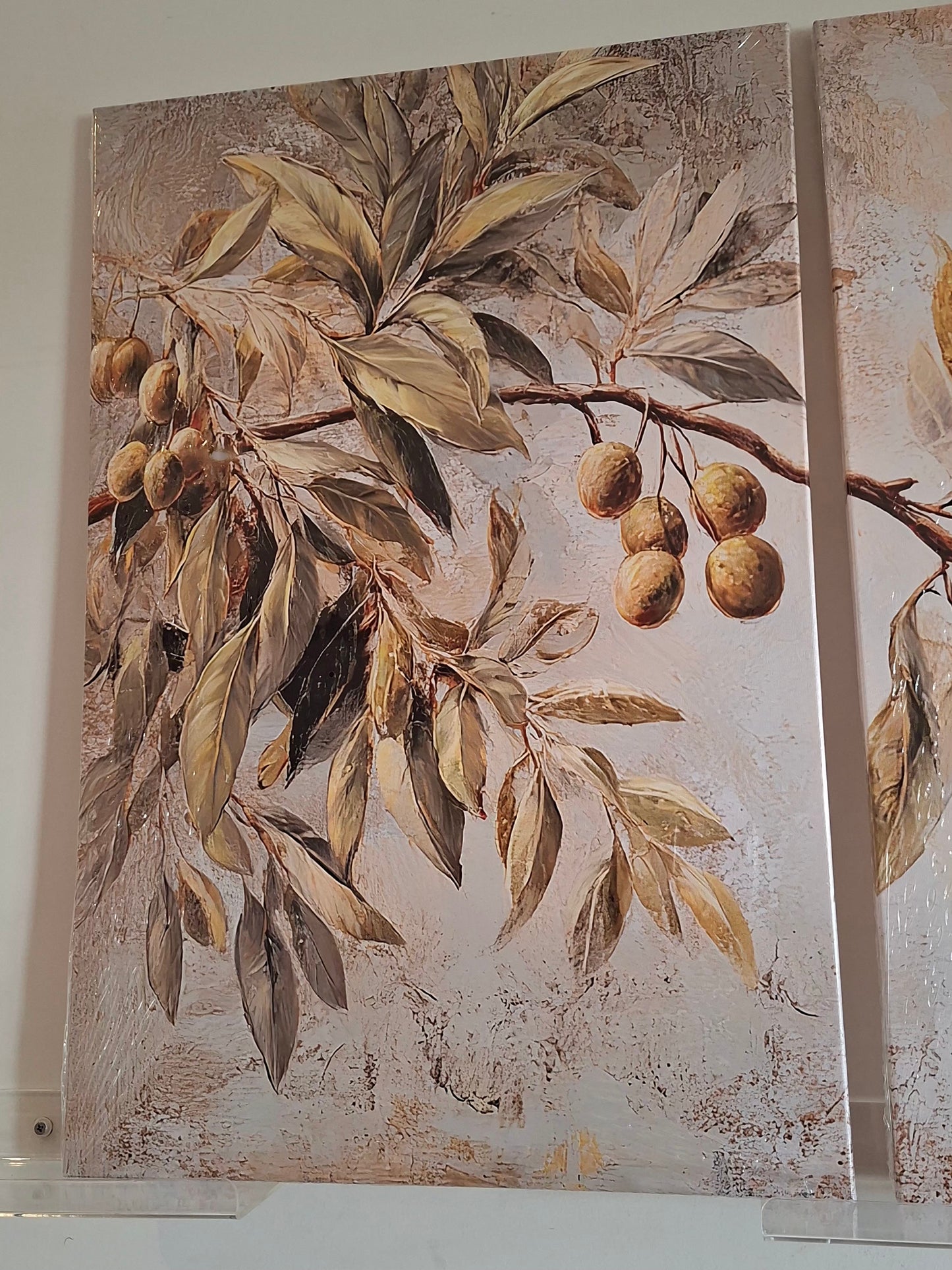 Rustic Olive Branch Canvas Wall Art Set