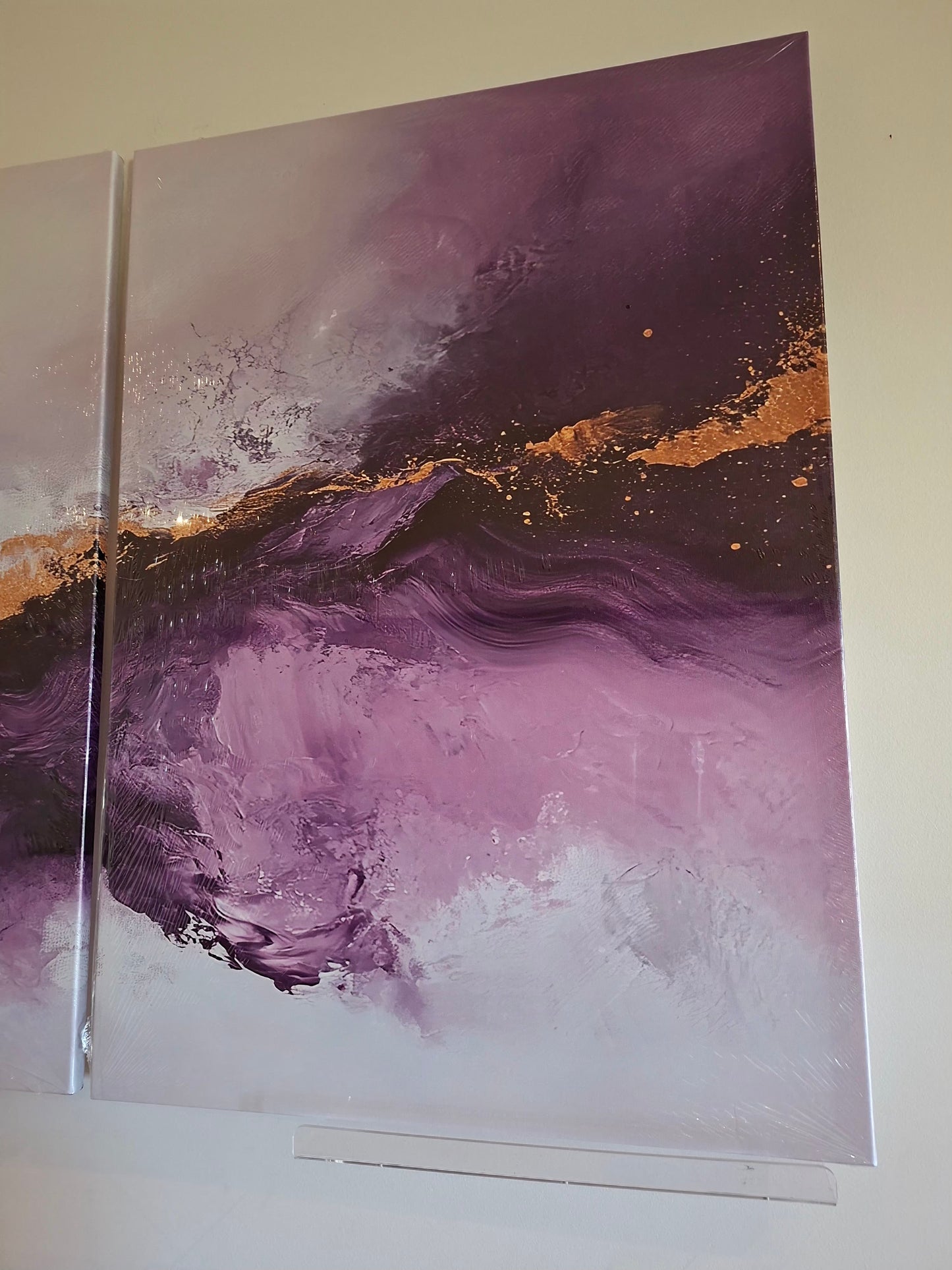 Purple & Gold Abstract Wall Art Set