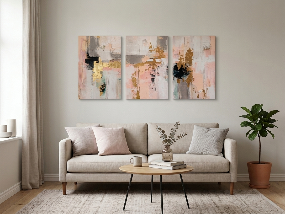 Bohemian Abstract Gold Accent Wall Art Set