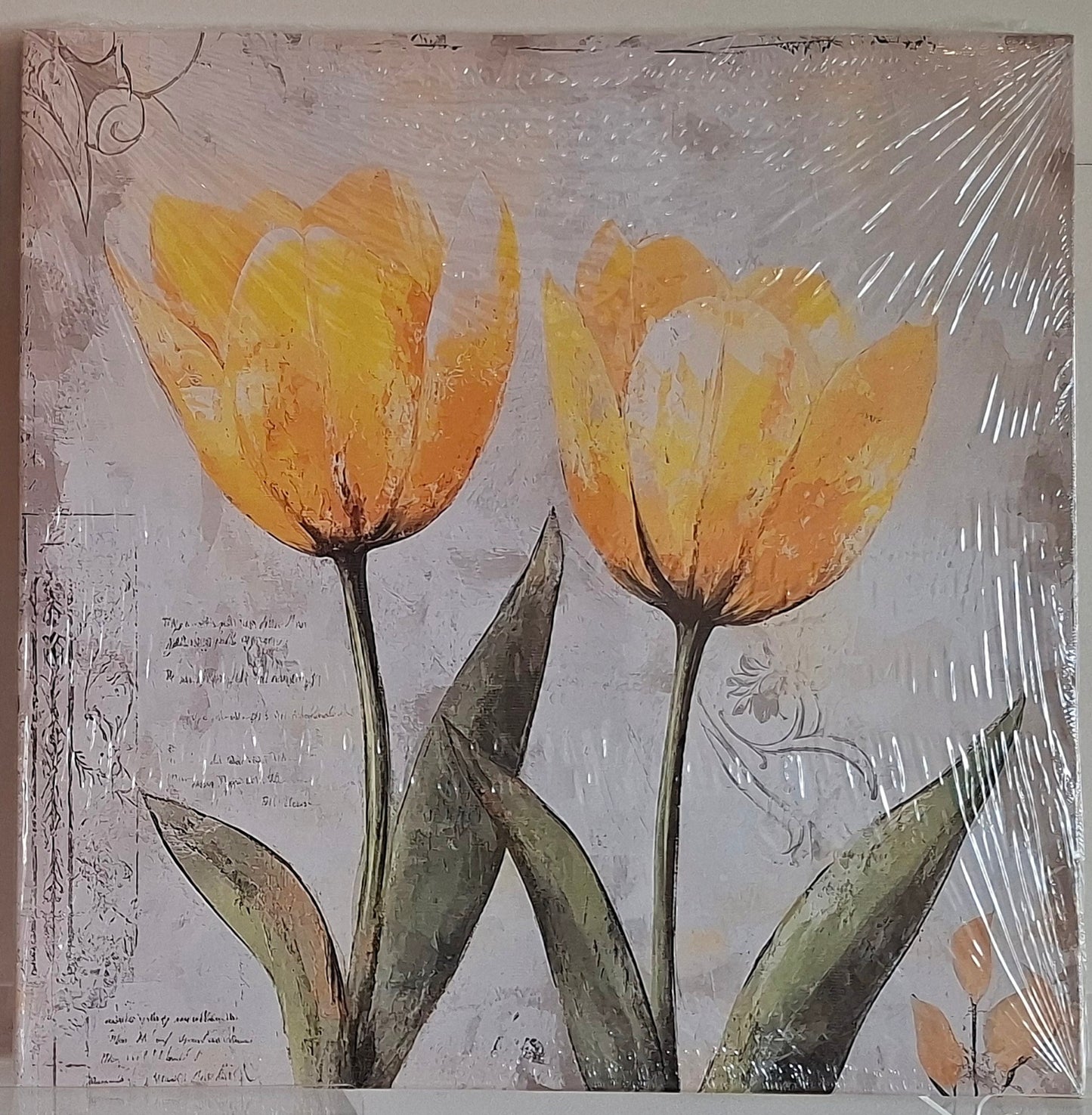 Soft Yellow Tulip Botanical Canvas Wall Art Set