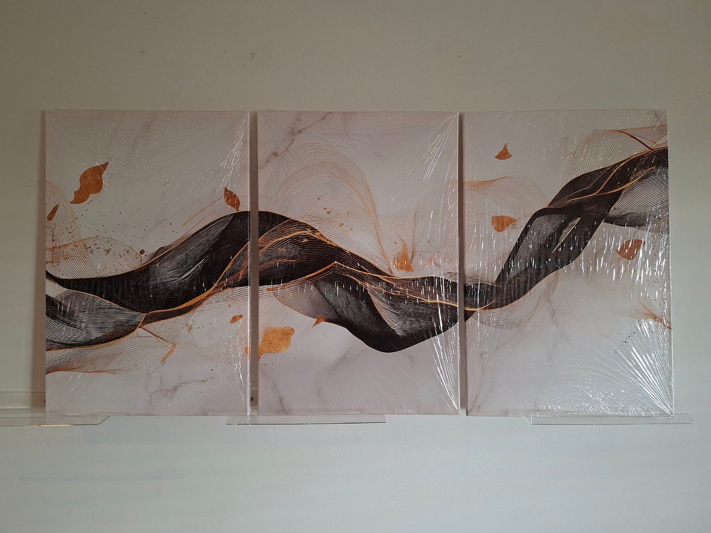 Elegant Wave Marble Canvas Wall Art Set