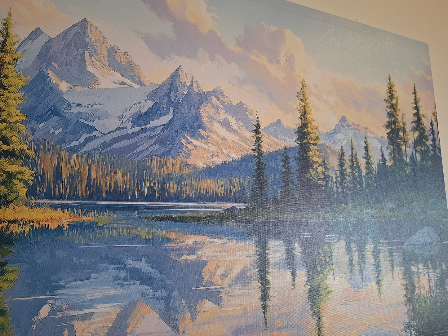 Serene Lake & Mountain Landscape Canvas Wall Art – Nature Scenery