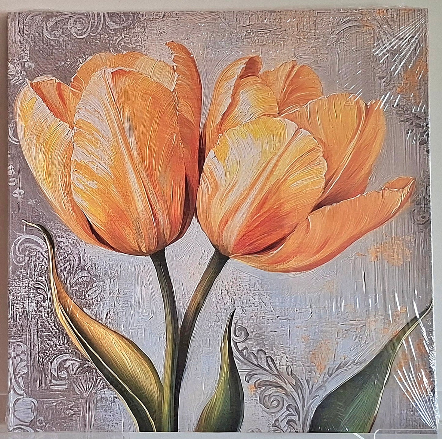 Soft Yellow Tulip Botanical Canvas Wall Art Set