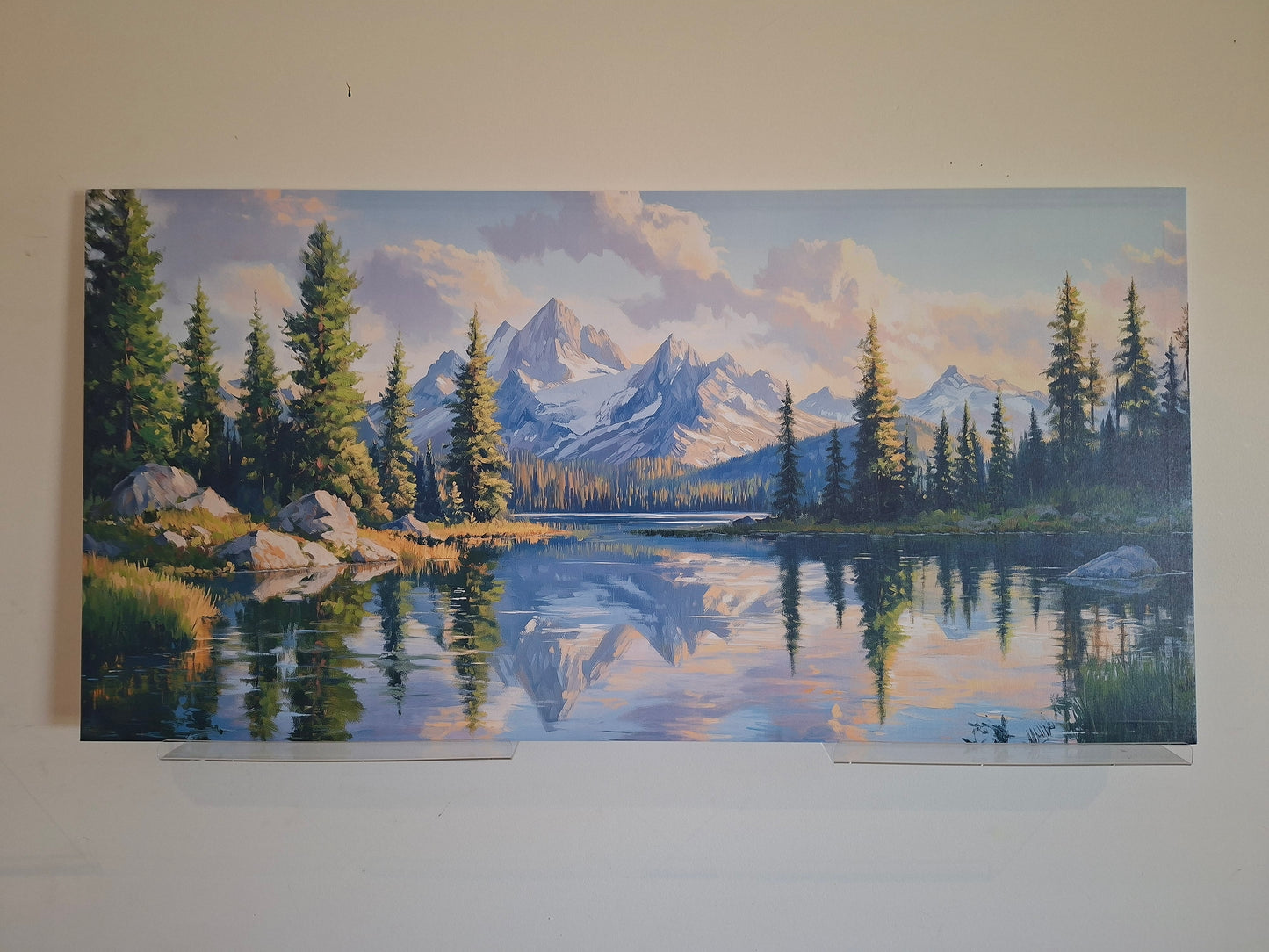 Serene Lake & Mountain Landscape Canvas Wall Art – Nature Scenery