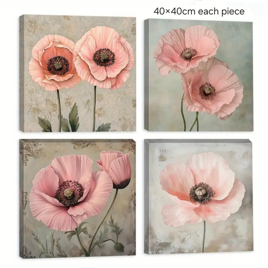 Romantic Floral Canvas Wall Art Set