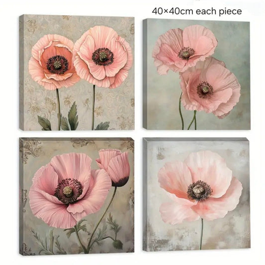 Romantic Floral Canvas Wall Art Set