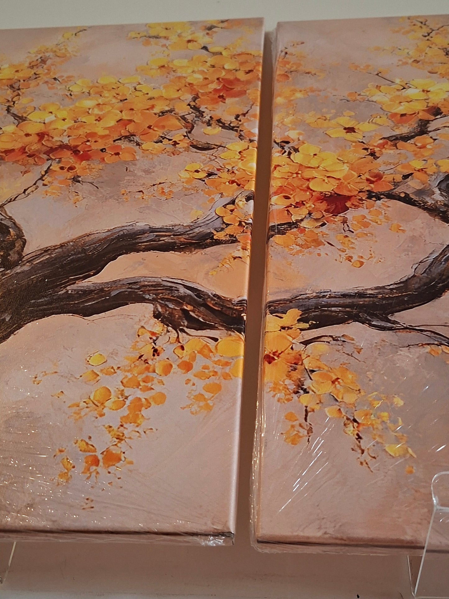 Yellow Flower Tree Canvas Wall Art Set