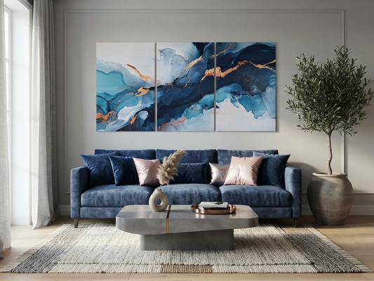 Abstract Flow Swirl Canvas Print Wall Art Set