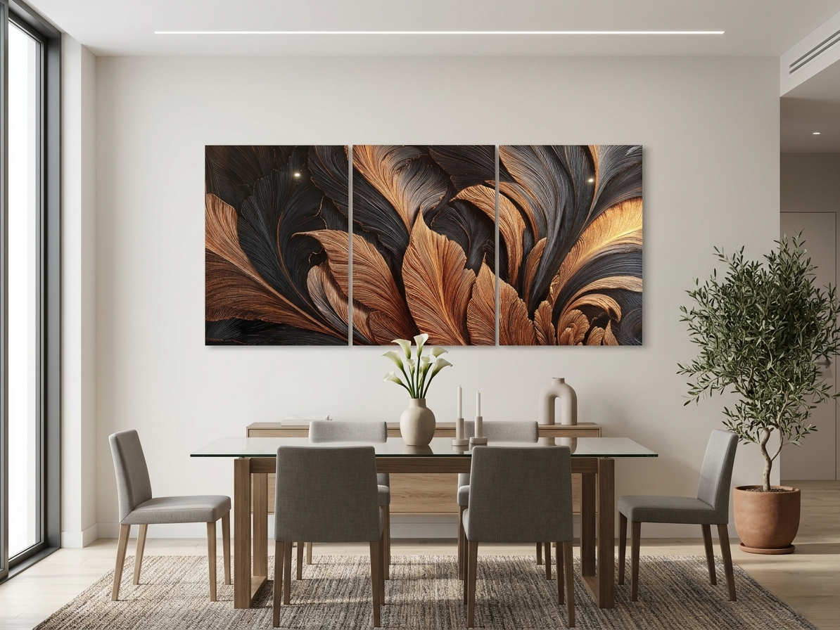 Gilded Feather Canvas Print – Dark Gold Metallic Modern Vintage Wall Art
