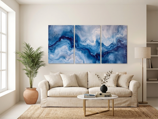 Luxury Fluid Blue Marble Canvas Print Wall Art
