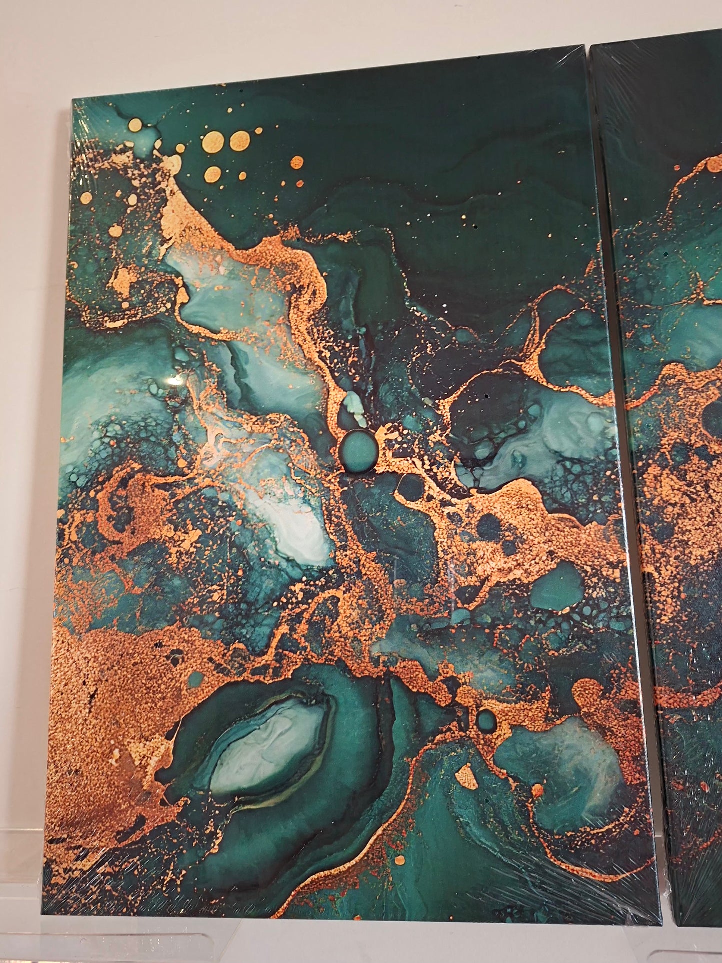 Green Fluid Abstract Canvas Wall Art Set