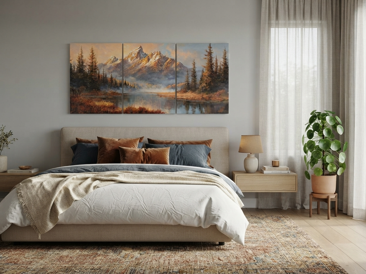 Sunset Mountain Canvas Print Wall Art Set