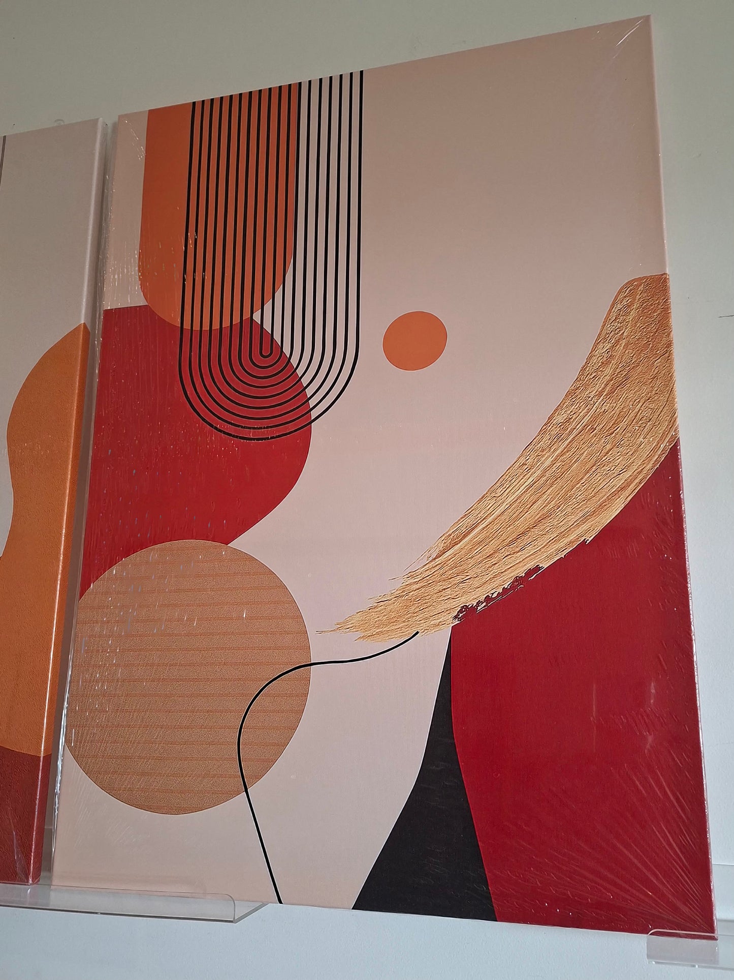 Bold Geometric Canvas Wall Art 2pc Set – Gold Accent Modern Décor