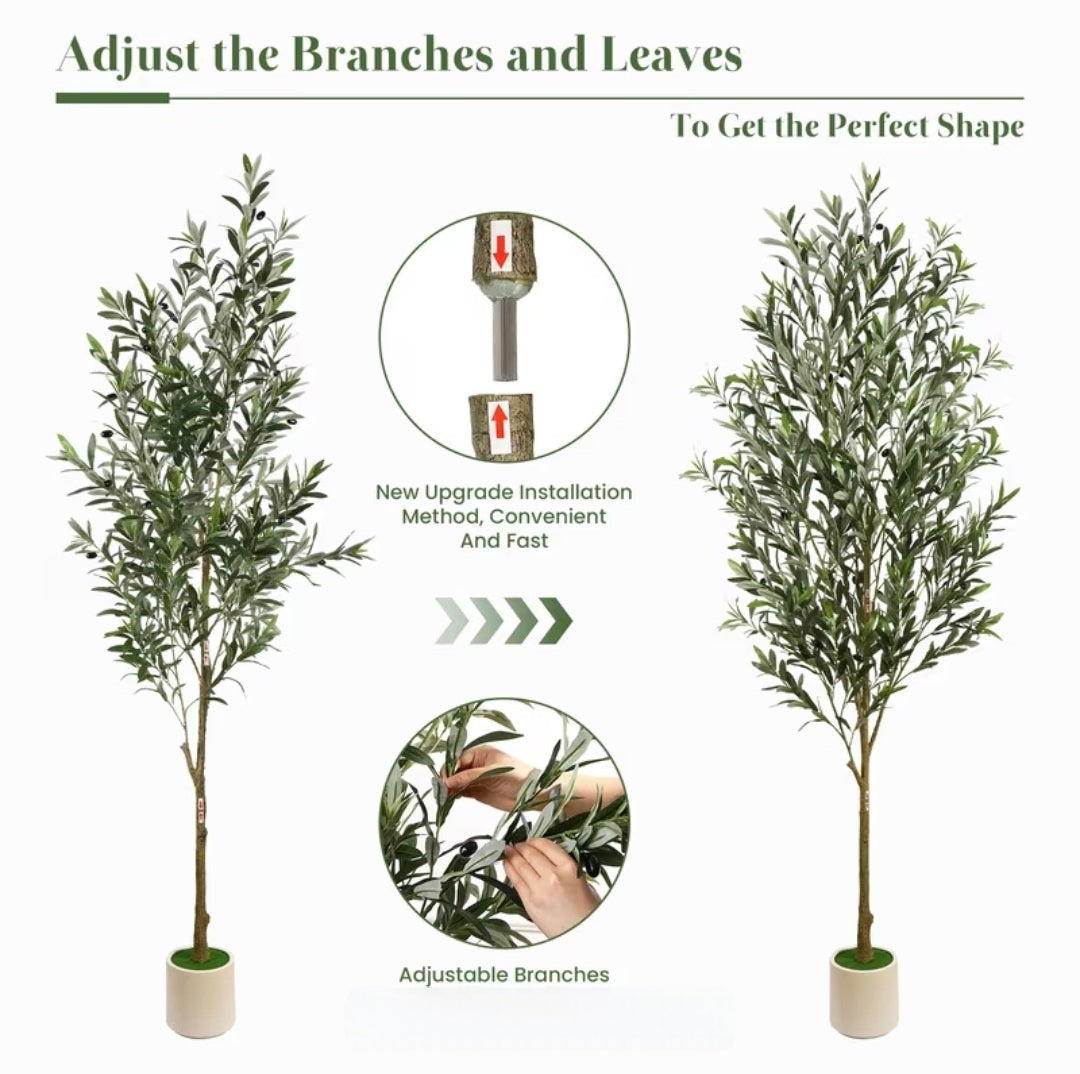 Artificial Olive Tree with Natural Wood Trunk & Lifelike Fruits - Indoor Décor