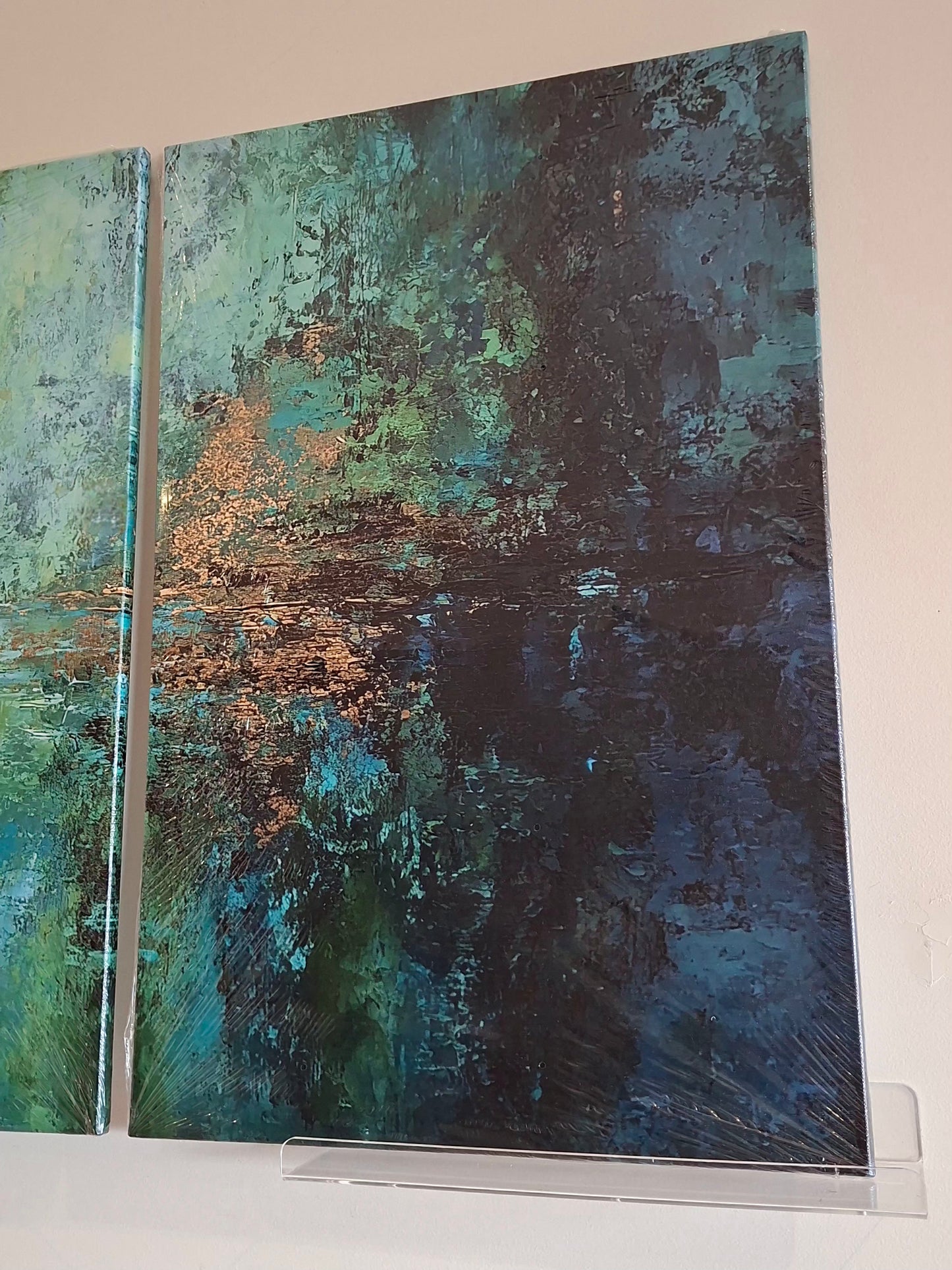 Teal Abstract Canvas Wall Art Set – Moody Textured Modern Décor