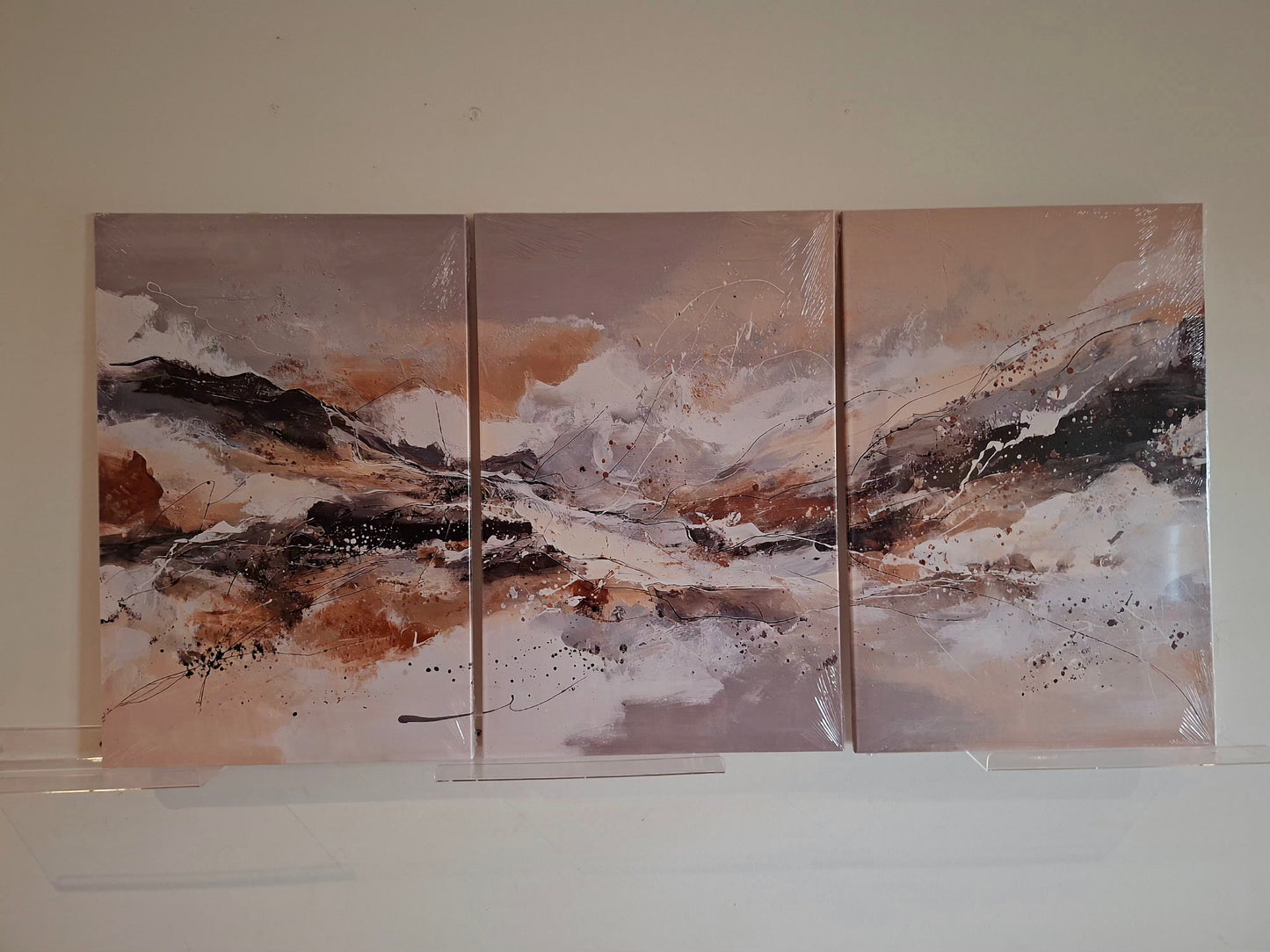 Earthy Neutral Abstract Canvas Wall Art Set
