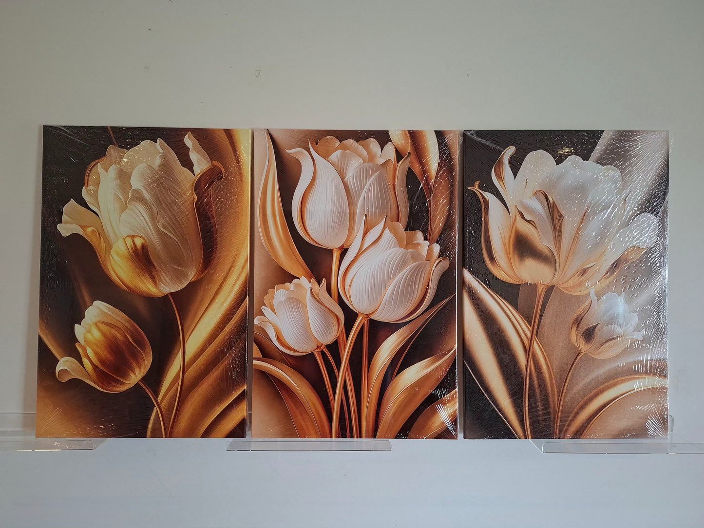 Luxury Gold Tulip Canvas Wall Art Set