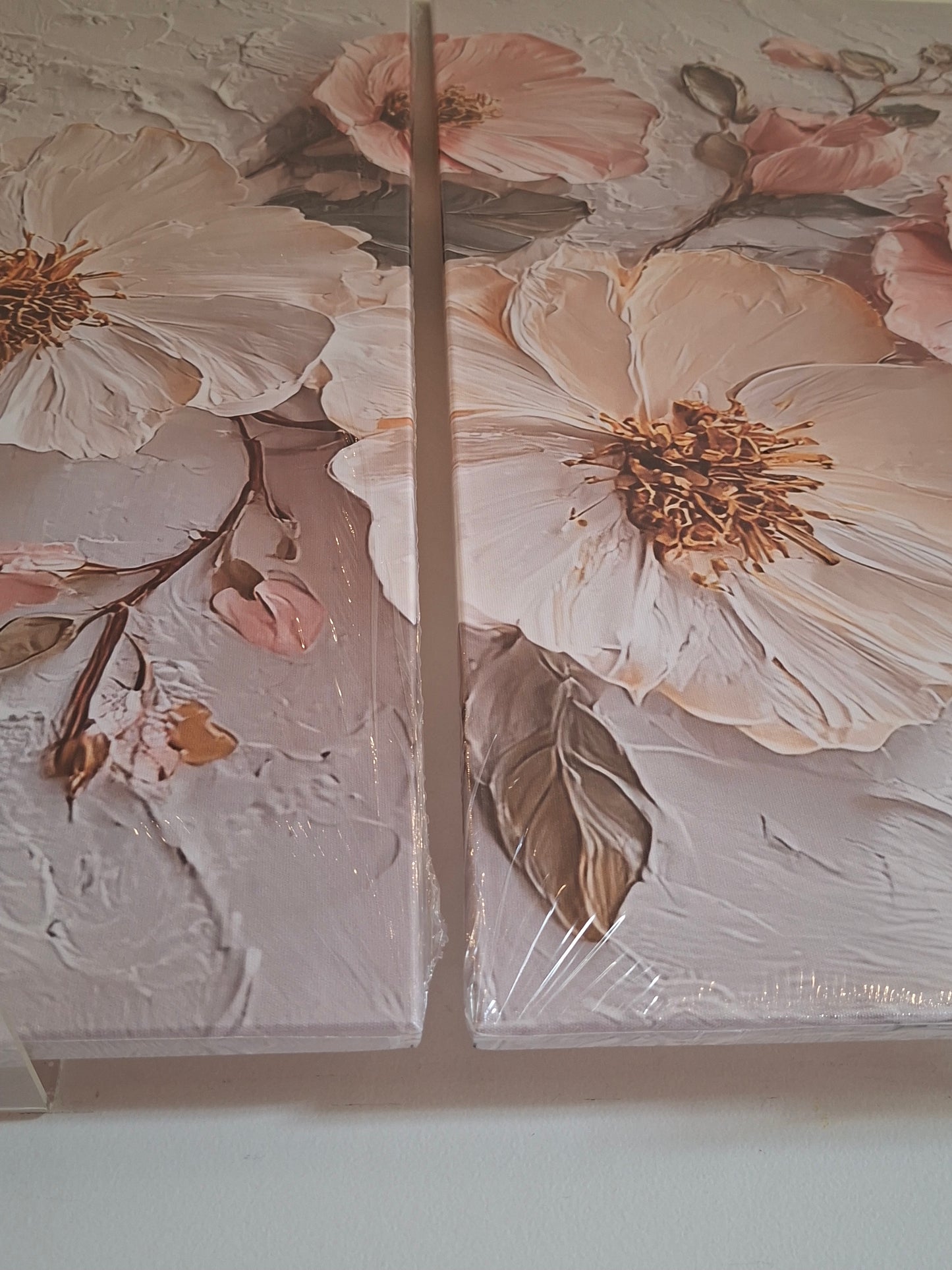 Soft Pink Floral Canvas Wall Art – Romantic Pastel Elegance Décor