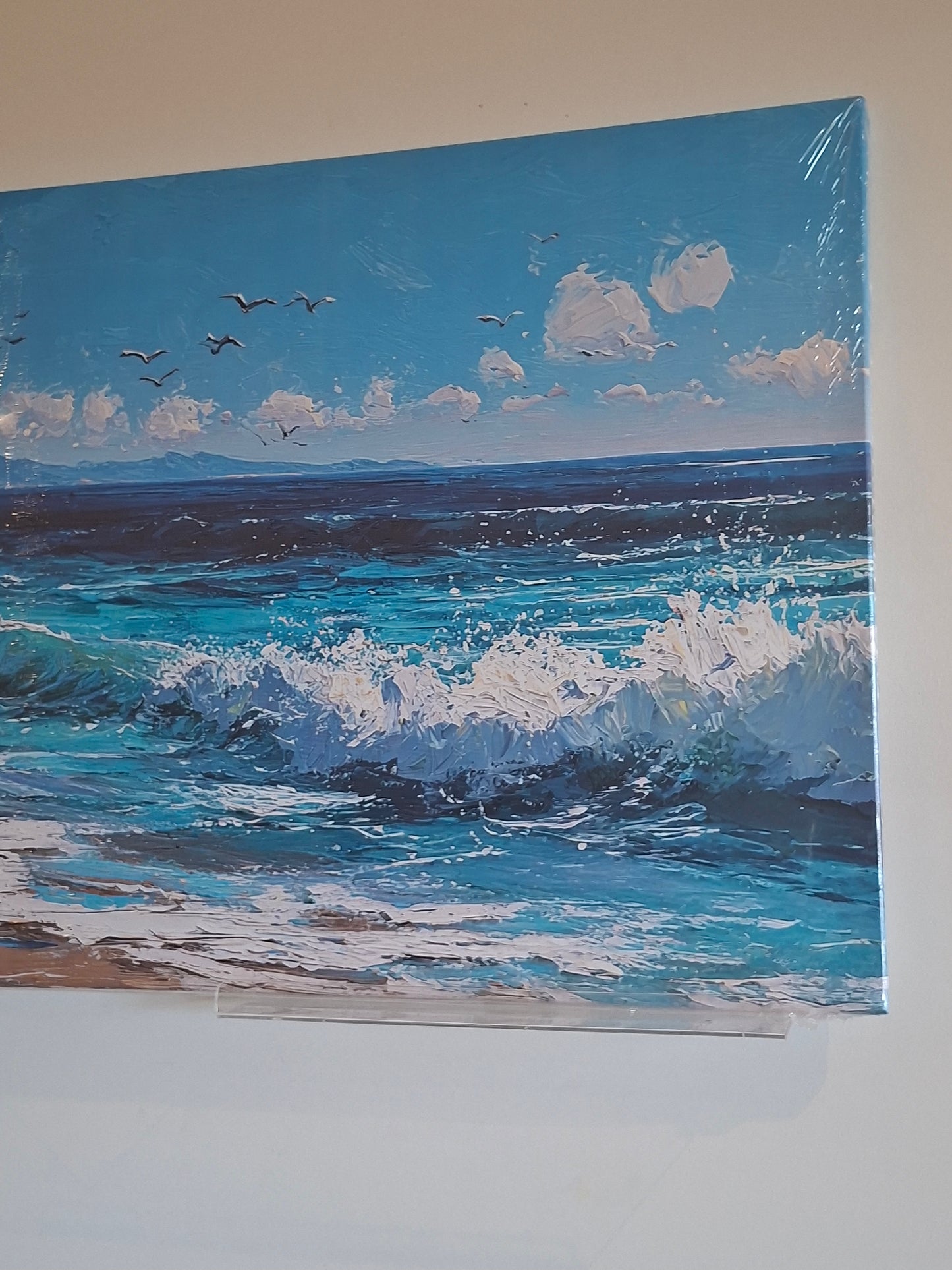 Ocean Waves & Seagulls Canvas Wall Art – Serene Coastal Landscape Décor