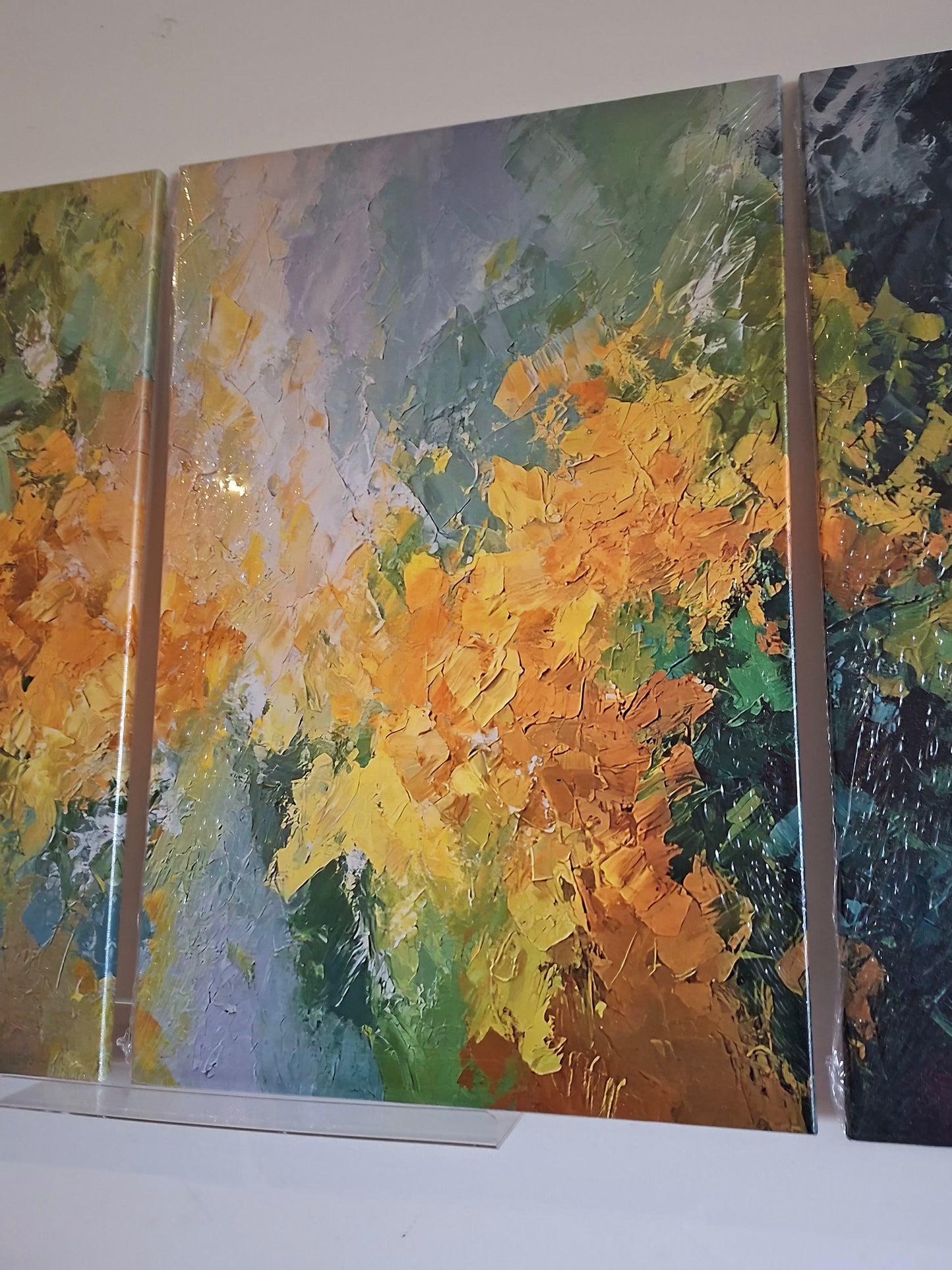 Yellow and Green Abstract Wall Art – Modern Impressionist Décor
