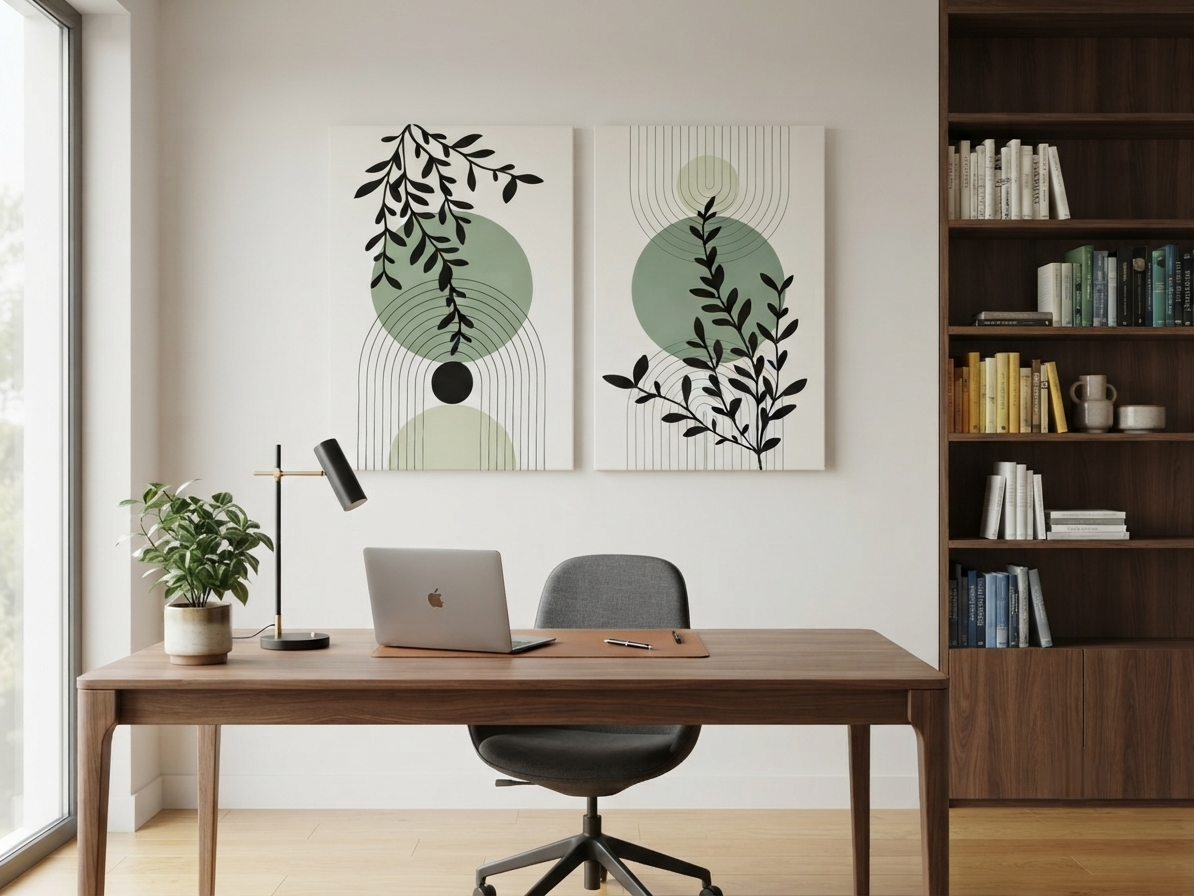 Bohemian Botanical Canvas Wall Art – Vertical Foliage Décor