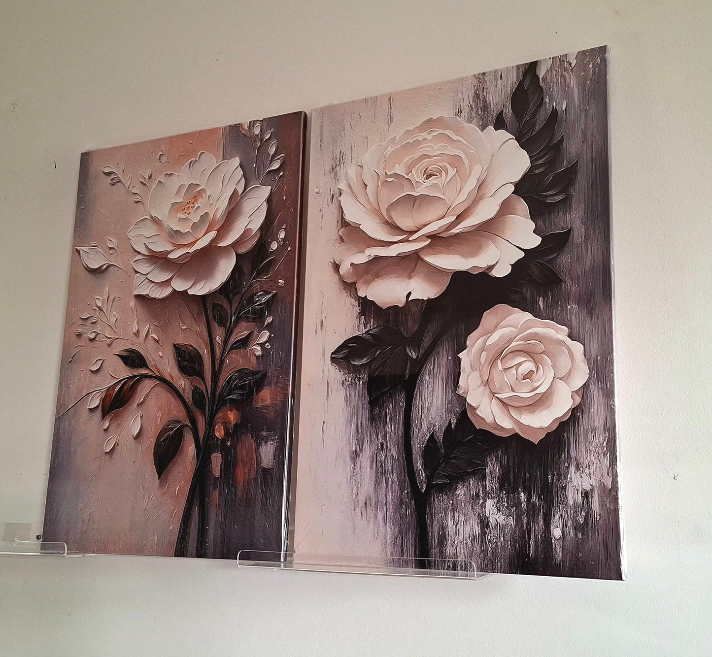 White Rose Wall Art – Elegant Floral Canvas Print Set