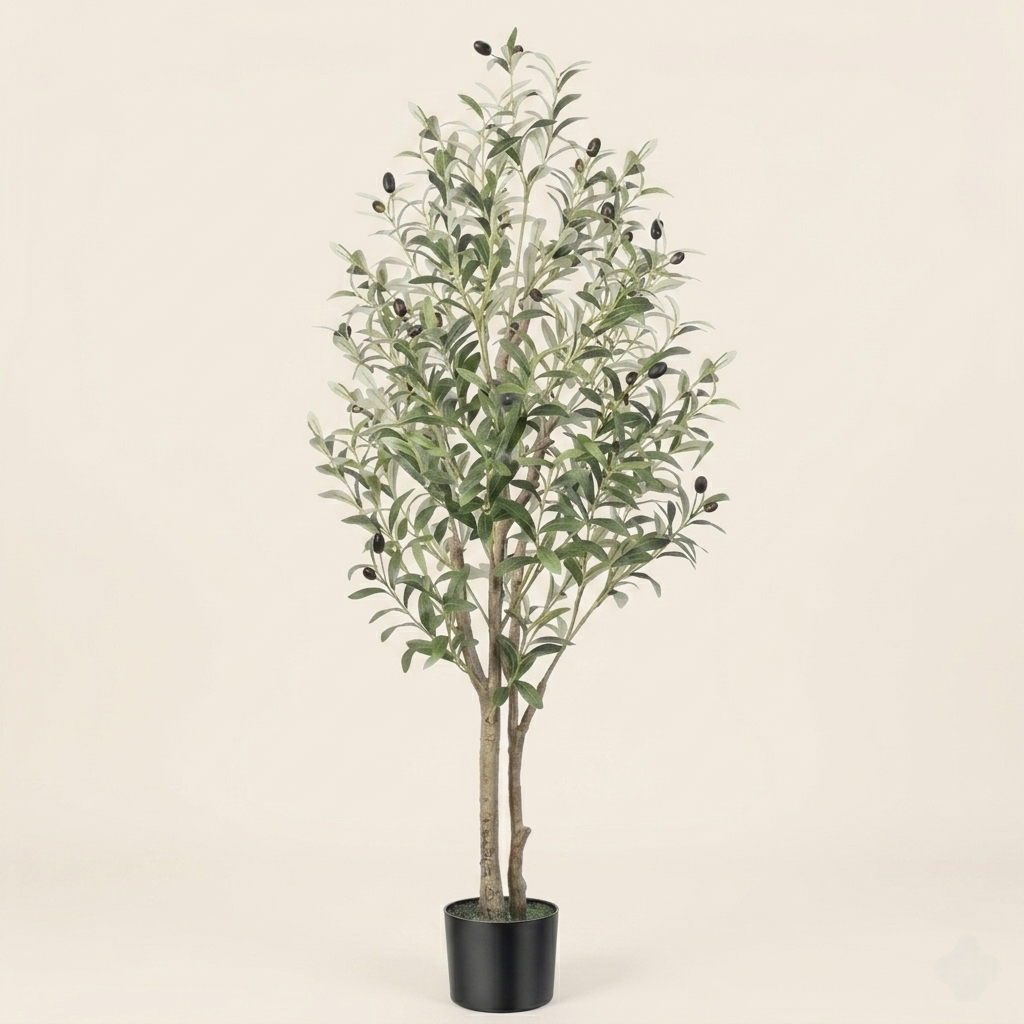 Artificial Olive Tree with Natural Wood Trunk & Lifelike Fruits - Indoor Décor