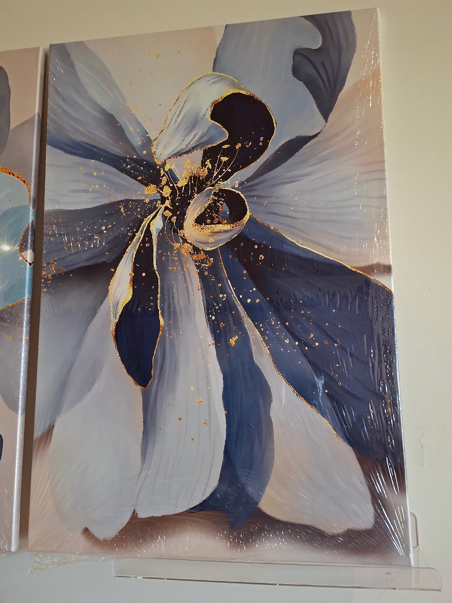 Blue Floral Abstract Canvas Wall Art Set