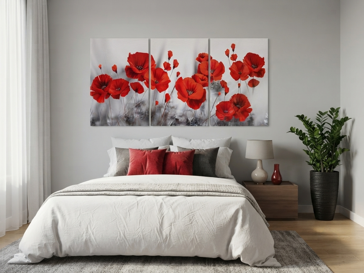 Red Poppy Flower Fantasy Canvas Print Wall Art