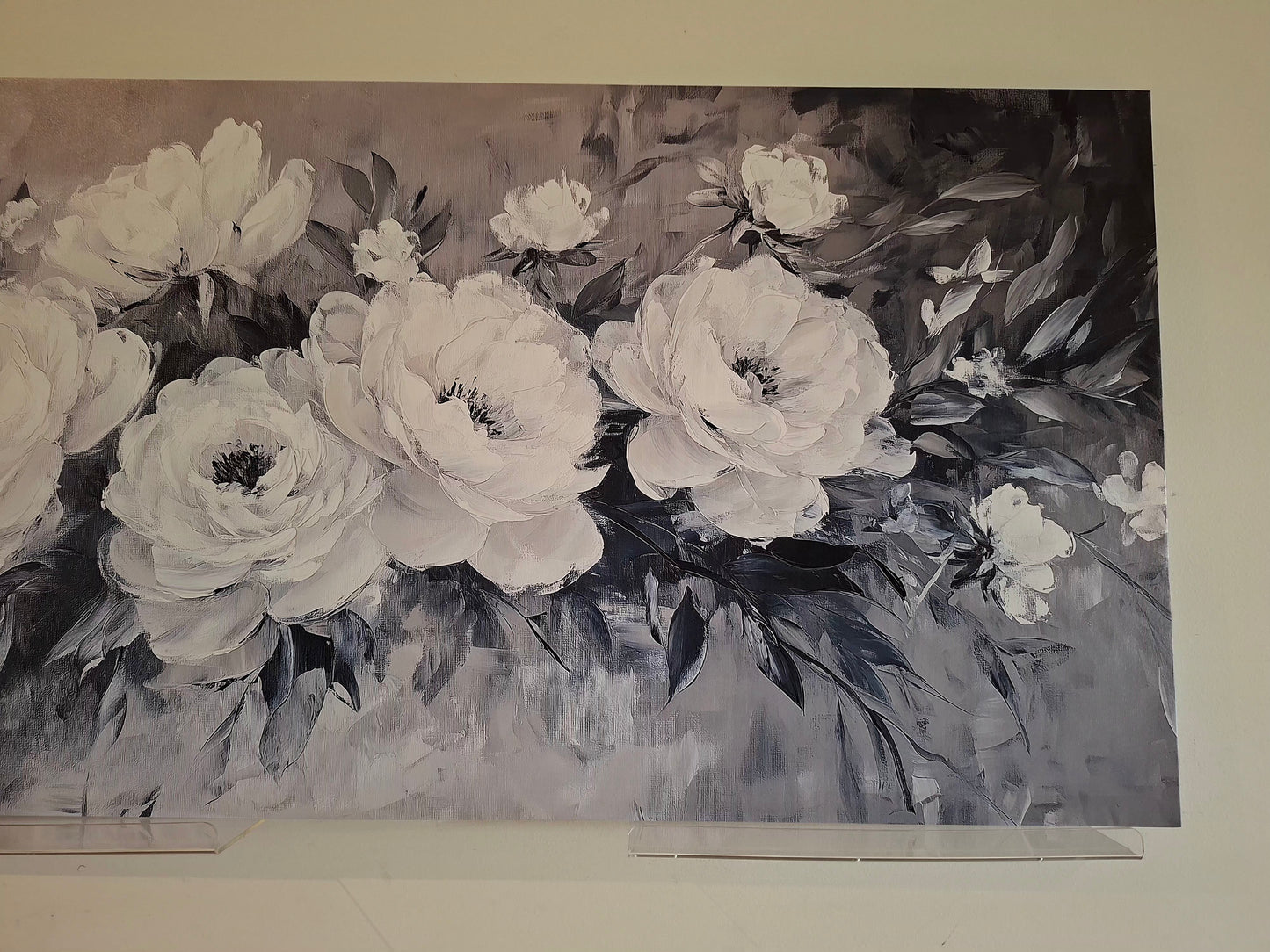 Blooming Rose Design in Black And White Tones Canvas Print