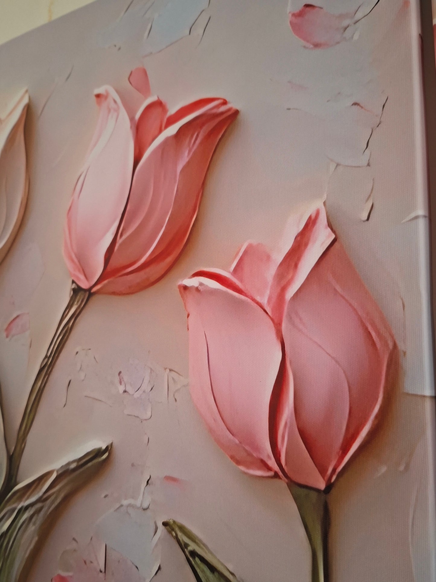 Modern Pink & White Tulip Canvas Wall Art Set