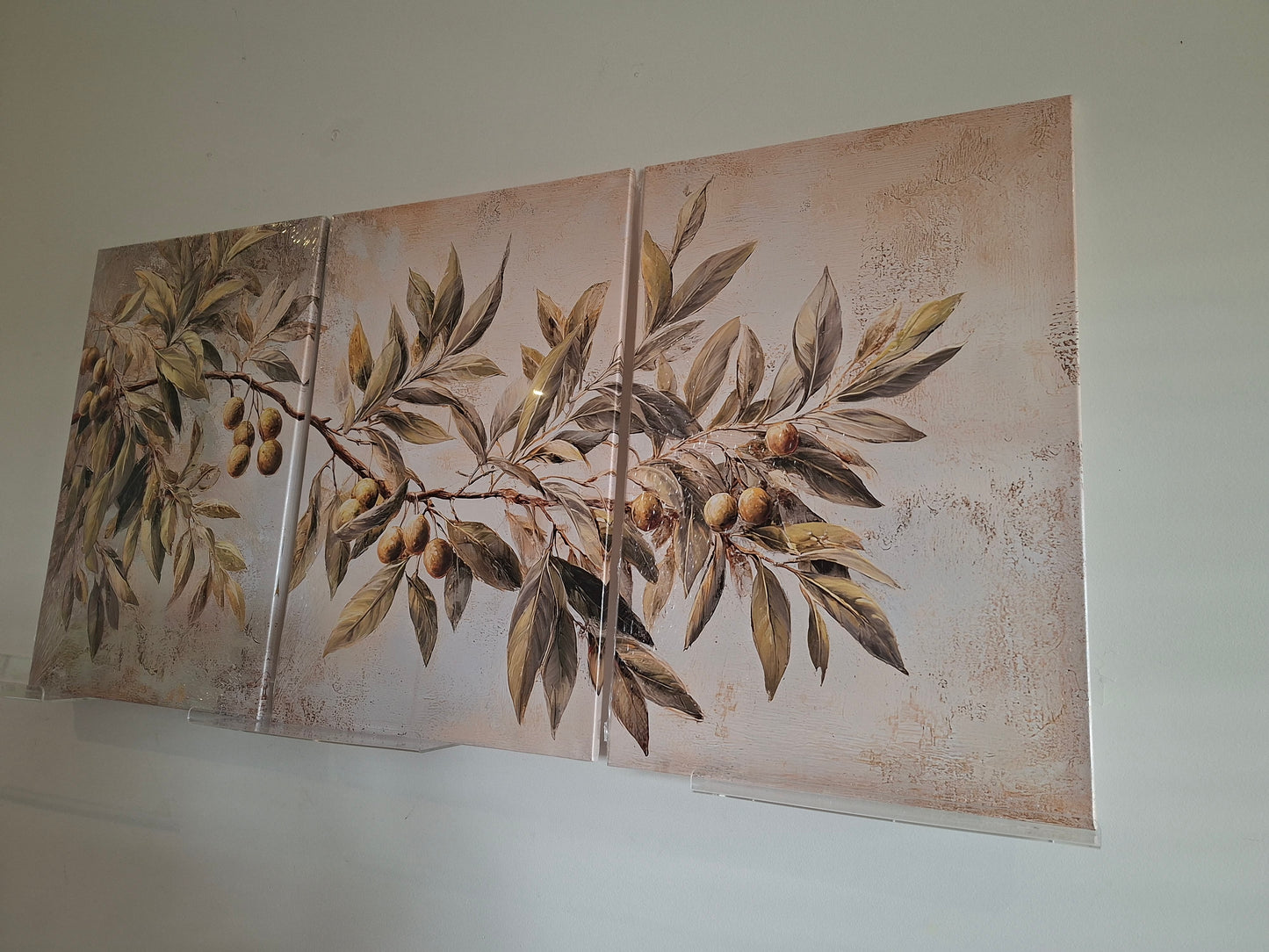 Rustic Olive Branch Canvas Wall Art Set